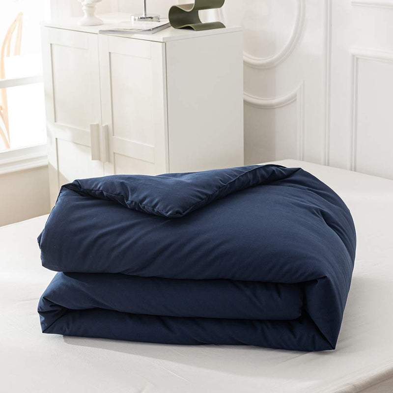 Cottonight Navy Blue Comforter Queen Set Dark Blue Bedding Comforter Set Full Solid Navy Blanket Quilts Men Boys Breathable Soft Navy Blue Comforter with 2 Pillowcases - Image 3